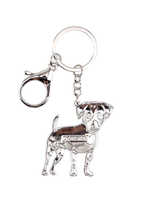 Bonsny Enamel Alloy Jack Russell Dog Key Chains For Women Gifts Car Purse Handbag Charms Jewelry