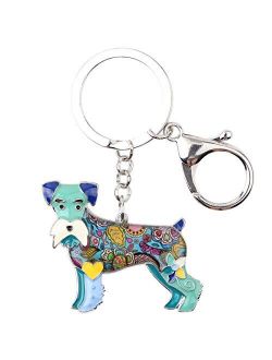 Enamel Alloy Heart Lover Schnauzer Dog Key Chains For Women Car Charms Gift