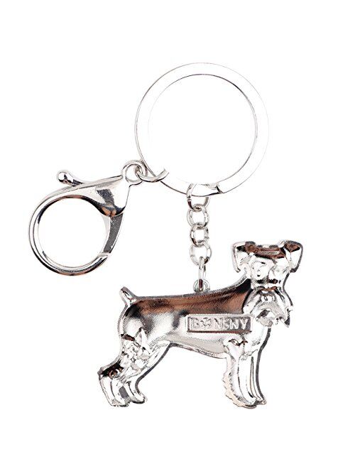 Bonsny Enamel Alloy Heart Lover Schnauzer Dog Key Chains For Women Car Charms Gift