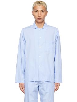 Tekla Blue Poplin Pyjama Shirt