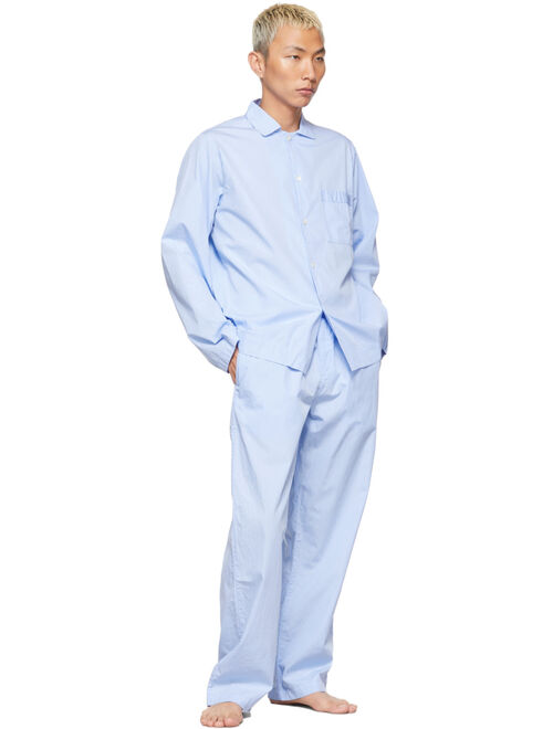Tekla Blue Poplin Pyjama Shirt