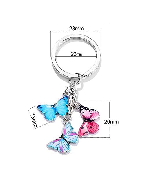Underleaf Colorful Butterfly Keychain Butterfly Pendants Keyring Jewelry for Women Girls Bag Wallet Car Charms