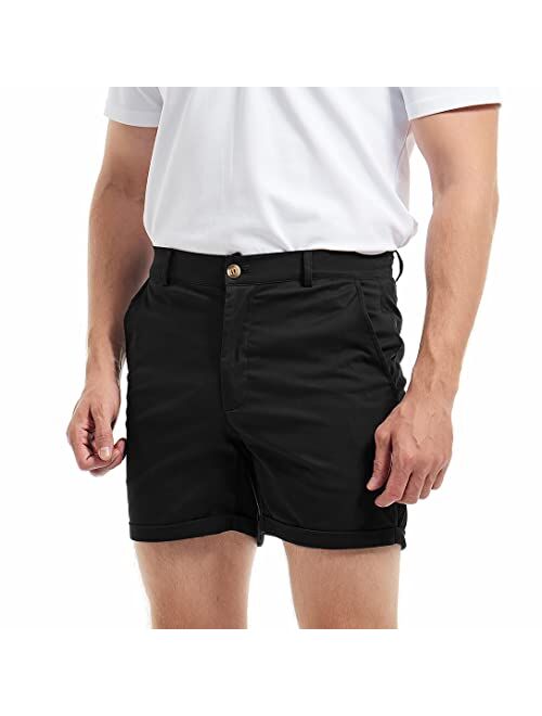 AIMPACT Mens Chino Shorts Slim-fit 5.5" inch inseam Flat Front Stretch Casual Short Shorts