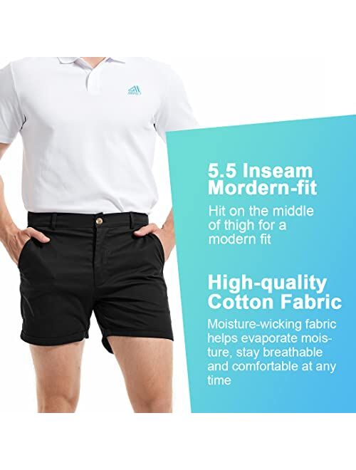 AIMPACT Mens Chino Shorts Slim-fit 5.5" inch inseam Flat Front Stretch Casual Short Shorts
