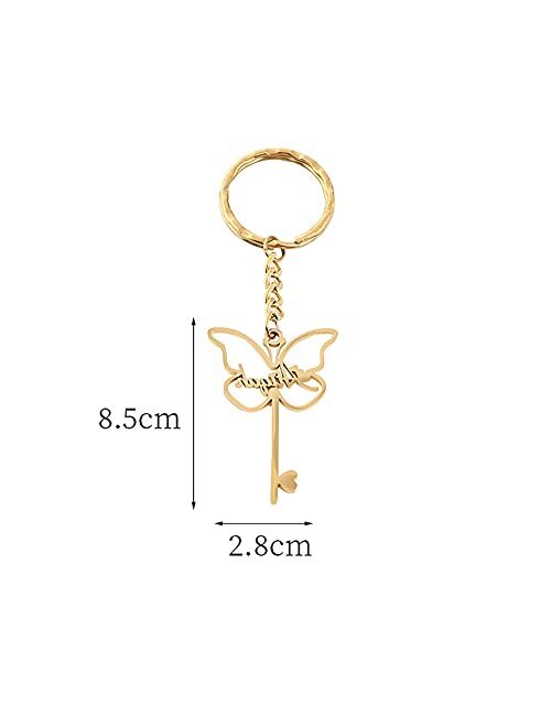 Aeasyg Butterfly Keychain Custom Text Ornament Unisex Accessory Personalized Key Ring Exquisite Featured Accessories for Backpack Desk Unique Gifts for Women