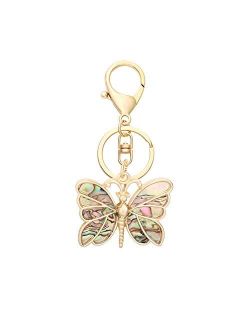 SENFAI 3 Tone Nature Abalone Shell Butterfly Keychain Bag Jewelry Accessories