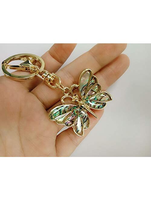 SENFAI 3 Tone Nature Abalone Shell Butterfly Keychain Bag Jewelry Accessories