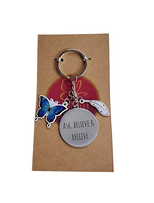 Positivelywoowoo Inspirational Butterfly Keychain - With Law Of Attraction Quotes, Gifts For Women By Positively Woo Woo