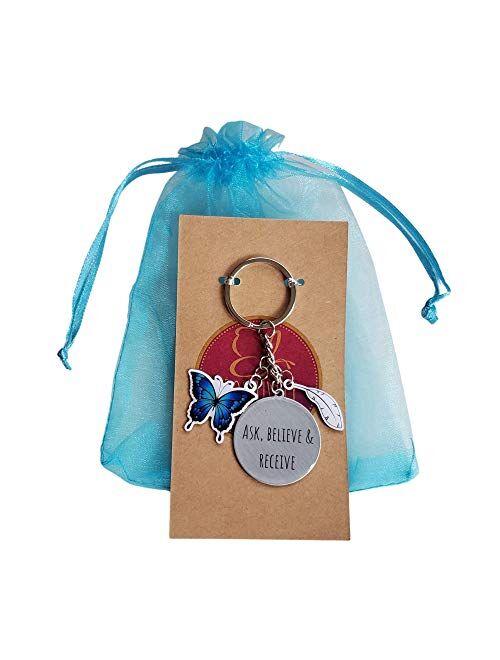Positivelywoowoo Inspirational Butterfly Keychain - With Law Of Attraction Quotes, Gifts For Women By Positively Woo Woo