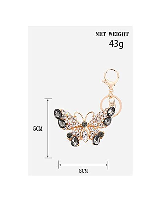Xuyc Key Chain, Lovely Butterfly Rhinestone Alloy Key Chain, Gold Flash Key Ring Pendant, Suitable for Women and Children
