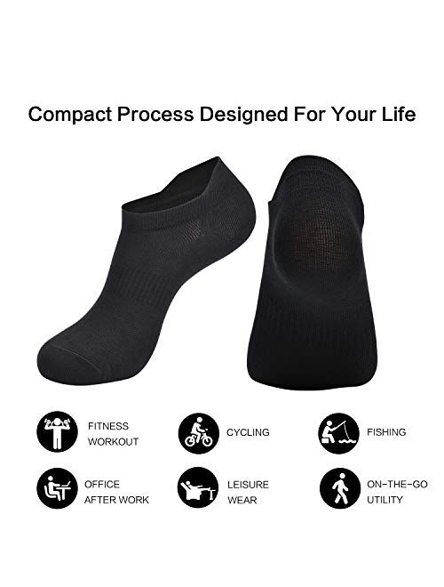 Women's Ankle Athletic Running Socks-Denisy White Soft Low Cut Sports Tab Socks Black for US Shoe Size 6-9/9-11 (6 Pairs)
