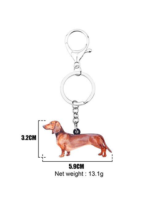 Bonsny Acrylic Standing Brown Dachshund Dog Keychains Key Rings Pets Jewelry Women Charms Gift