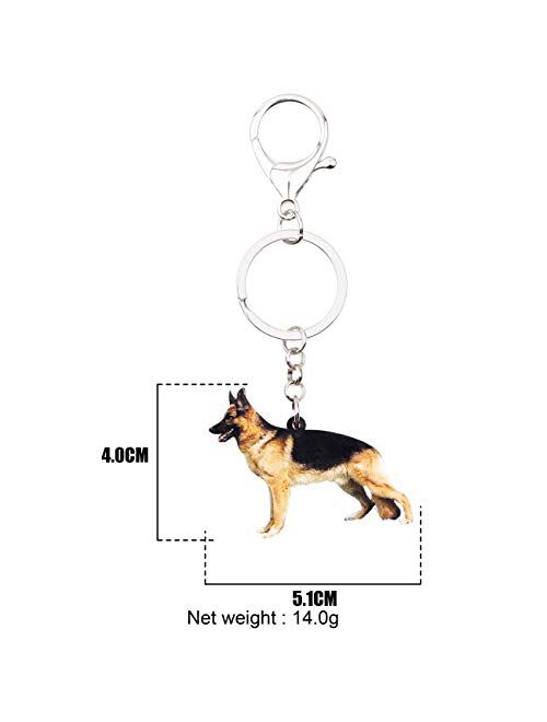 Bonsny Acrylic German Shepherd Dog Keychains Key Ring Car Purse Bags Pets Lover Charms Gifts