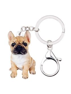 Acrylic French Bulldog Keychains Key Ring Car Purse Bags Pets Lover Charms Gifts