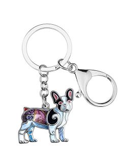 Enamel Metal French Bulldog Keychains For Women Kids Car Purse bag Rings Charms Pets Gift
