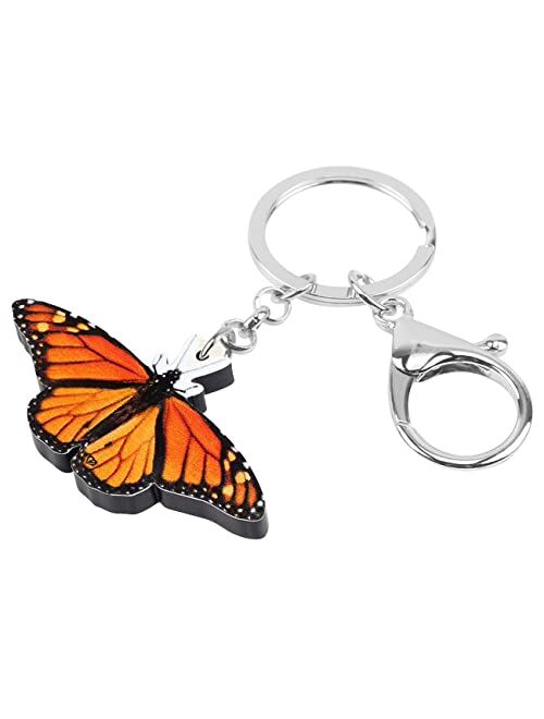 DOWAY Acrylic Colorful Floral Morpho Butterfly Keychain Charm Insect Key Ring for Women Girls Handbags Purses Belt Decor