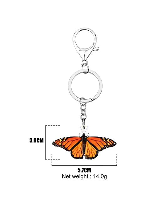 DOWAY Acrylic Colorful Floral Morpho Butterfly Keychain Charm Insect Key Ring for Women Girls Handbags Purses Belt Decor
