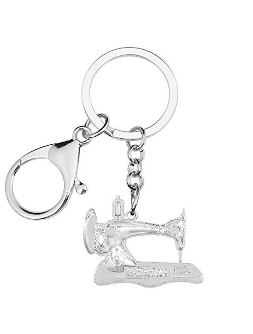BONSNY Enamel Metal Novelty Sewing Machine Key Chains For Women Girl Gift Car Purse bag Rings Charms