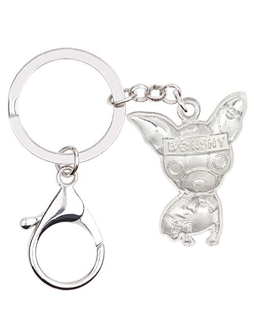 Bonsny Enamel Alloy Chain Chihuahua Key Chains For Women Jewelry Car Purse Handbag Charms