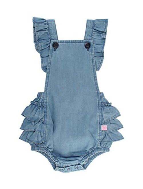 RuffleButts Baby/Toddler Girls Flutter Overall Ruffled Romper
