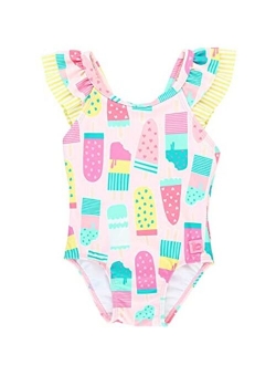 Baby/Toddler Girls Ruffle Strap One Piece Swimsuit w/UPF 50  Sun Protection