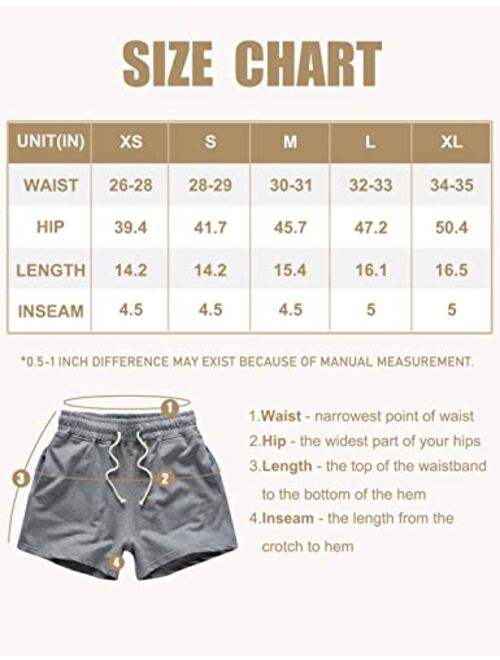 QIBABU Mens 5 inch inseem Cotton Athletic Elastic Waist  Workout Bodybuilding Gym Shorts