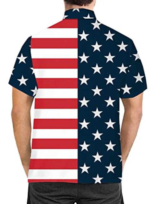 Arvilhill Men's July 4th American Flag Short Sleeve Button Down Shirt