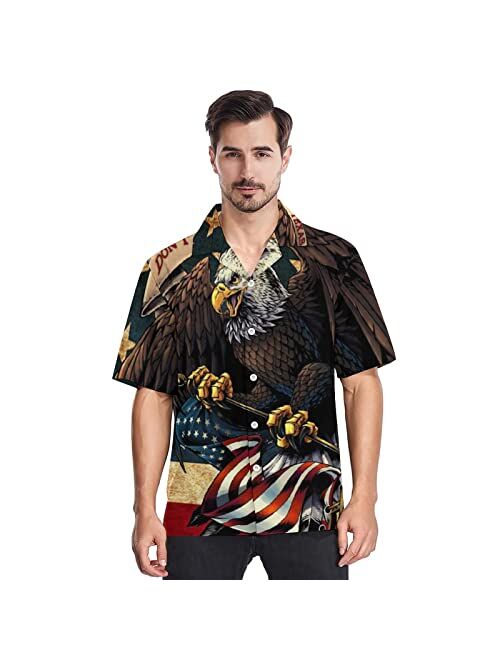LARSD Men's Casual Shirts Short Sleeve Hawaiian Shirt Retro Summer Beach Shirts Vintage Button Up Party Shirt