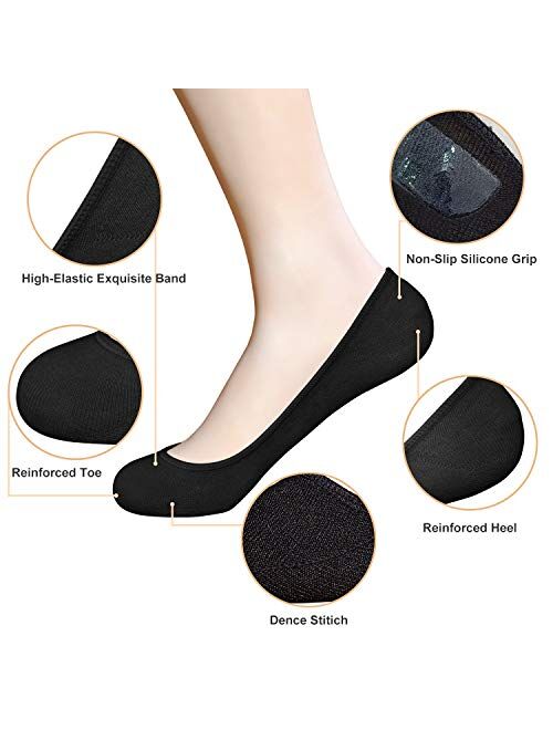 SIXDAYSOX No Show Socks Women for Flats 4 to 8 Pack Non Slip Invisible Ultra Low Cut socks shoe size 9-11