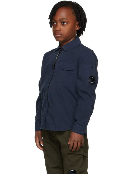 C.P. Company Kids Kids Navy Emerized Gabardine Zipped Shirt