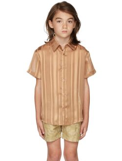 BO(Y)SMANS Kids Brown Striped Short Sleeve Shirt