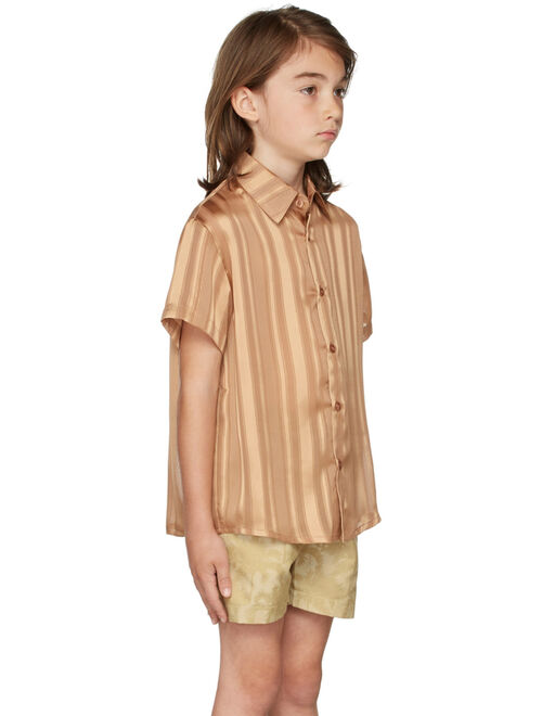 BO(Y)SMANS Kids Brown Striped Short Sleeve Shirt