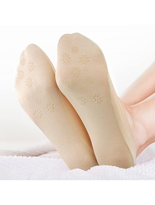 WISVOOO 3-6 Pairs No Show Socks Women Nylon Ultra Low Cut Non-Slip Thin Liner Socks Invisible Hidden Socks for Flats