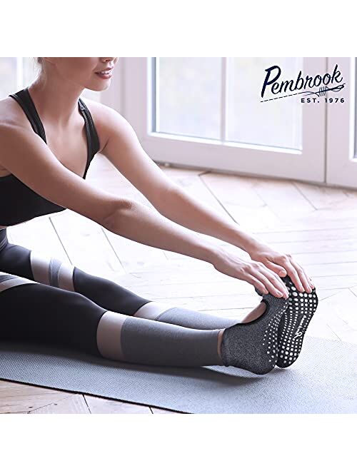 Pembrook 6 Pairs Barre Socks with Grips for Women - Non-Slip Pure Barre Socks | Sticky Socks Barre | Yoga Pilates Socks