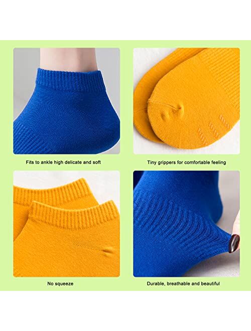 kimteny 20 Pairs Colorful Ankle Socks Womens No Show Socks Low Cut Socks Cotton Non Slip Lightweight Socks with Grippers