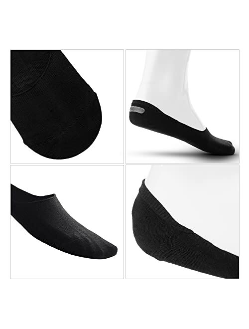 Bonisto No Show 6 Pairs Low Cut Invisible Bamboo Socks for Women and Men with Anti Slip Silicone Grip