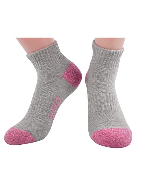 CLDJOIT Ankle Athletic Running Socks Combed Cotton Cushioned Hiking Work Multi color Socks for Women(6 Pairs)