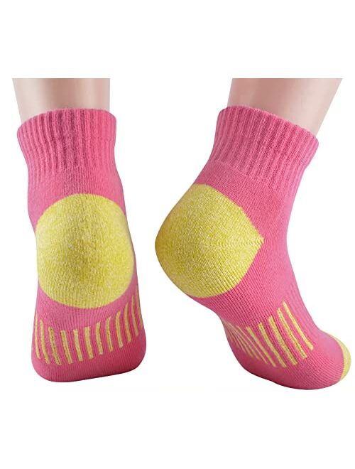 CLDJOIT Ankle Athletic Running Socks Combed Cotton Cushioned Hiking Work Multi color Socks for Women(6 Pairs)