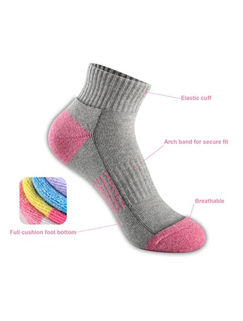 CLDJOIT Ankle Athletic Running Socks Combed Cotton Cushioned Hiking Work Multi color Socks for Women(6 Pairs)