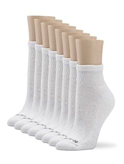 womens Cushion Quarter Top 8 Pair Pack Liner Socks, White, One Size US
