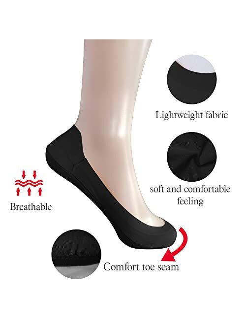 Aoczes 6 Pairs Ultra Low Cut Liner Socks No Show Socks Womens Invisible Socks for Women Non Slip for Flats Boat Summer.