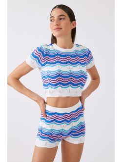 Another Girl Pointelle Cropped Top And Short Set