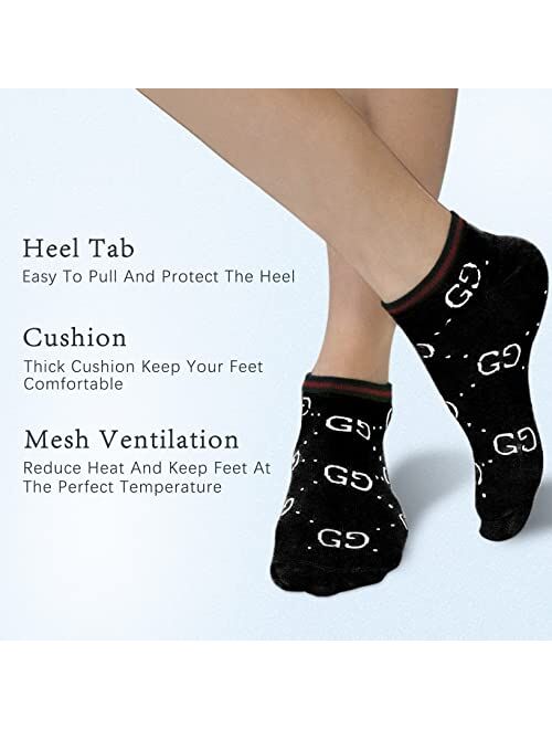 Huiige 5 Pair Ankle Socks for Women, Women Low Cut Cotton Socks Non Slip Socks No Show Socks Fits Size 5-8