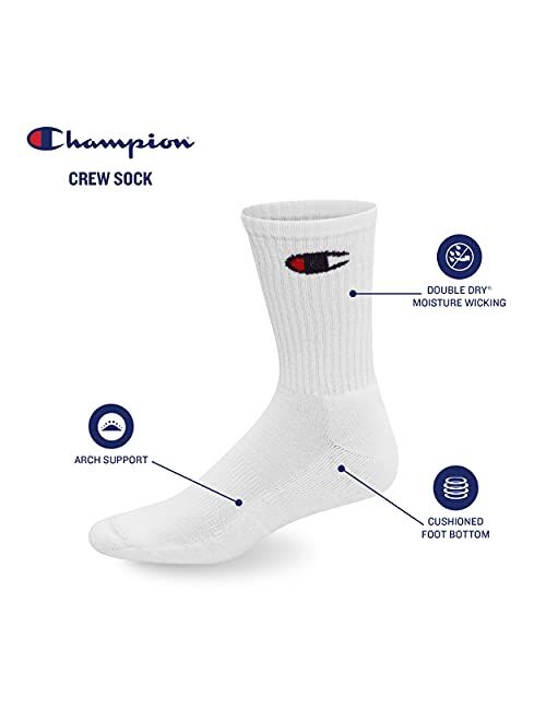 Champion Men's Double Dry 6 Or 12 Pack Cotton-rich No Show Socks