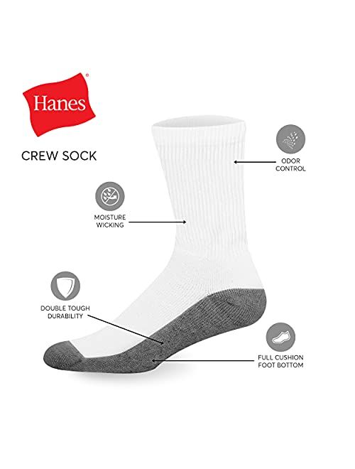 Hanes Men's Max Cushion Crew Socks, Available in 6 and 12-Pair Pack