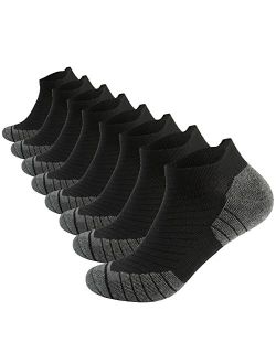 SOCKSLAND Cushioned Running Socks 8 Pairs, Cotton Athletic Ankle Socks With Arch Compression, Low Cut Sport Socks 6-9/9-12