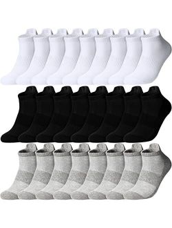 Janmercy 24 Pairs Ankle Athletic Running Socks Breathable Low Cut Sports Tab Socks Soft Cotton Socks for Women Men