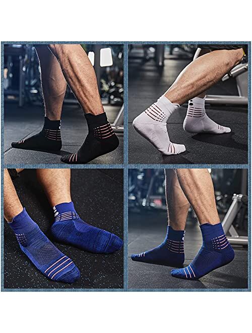 PAIXUN Mens Compression Socks For Men 100% Cotton Athletic Running Workout Size 6-12 No Show Low Cut Ankle Crew Socks