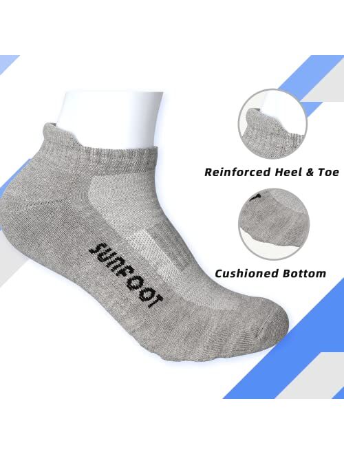 SUNFOOT Ankle Socks Athletic Compression Cushioned Mesh Ventilating Breathable Low Cut No Show Unisex Running Socks 3 Pack