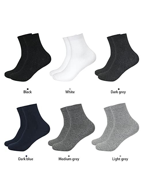 BOMOOMOO Men Casual Cotton Quarter Socks withe Lycra, Ankle Fashion Socks for Leather Dress Shoes Size 6-12, 6 Pairs